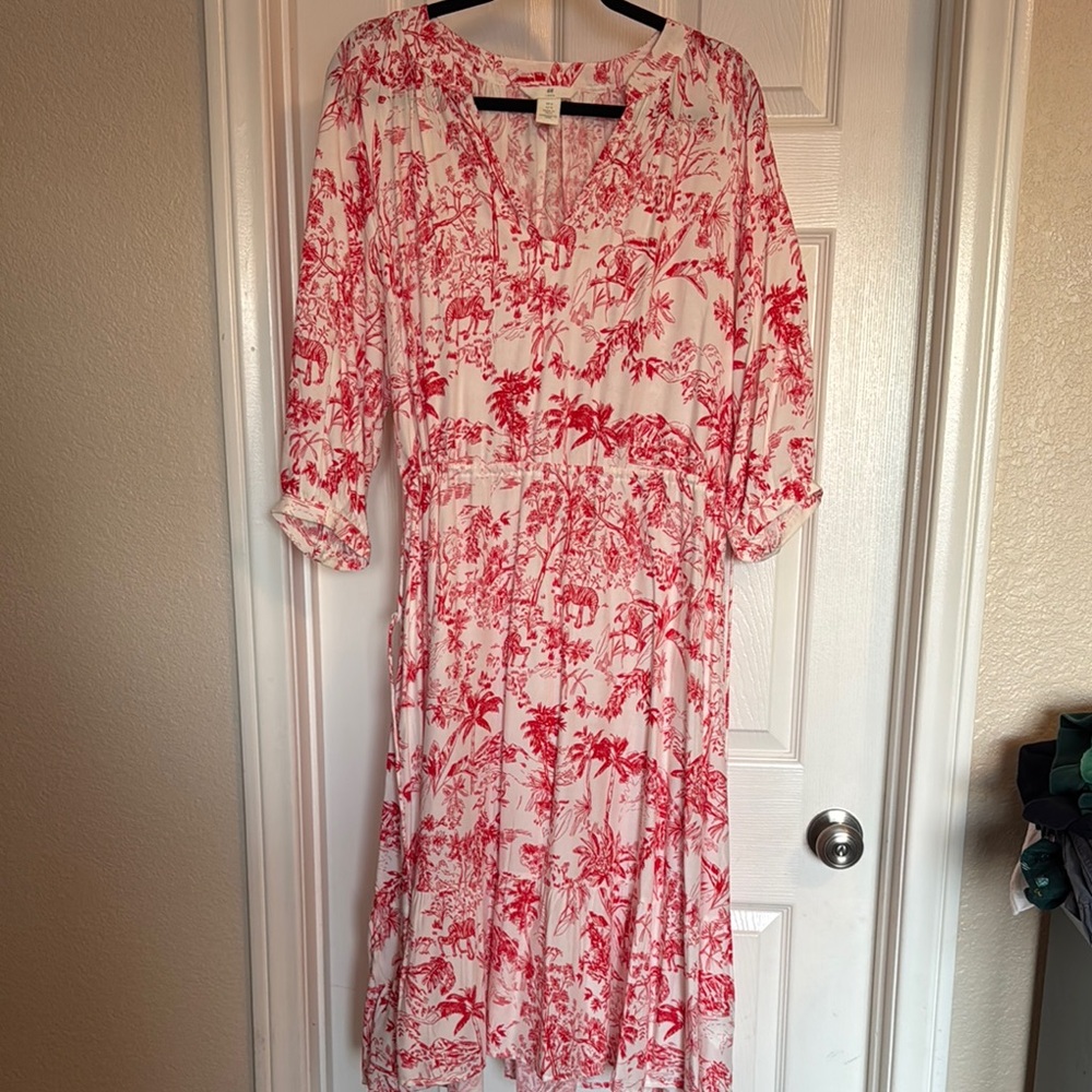 H&M cotton summer Red and White Women's Dress
